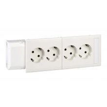 Розетка четырехместная Schneider Electric THORSMAN, в кабель-канал монтаж, с заземлением, со шторками, белый, 5940040