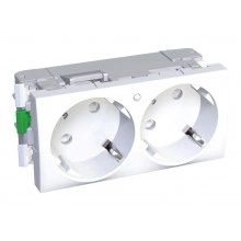 Розетка двухместная Schneider Electric ALTIRA, скрытый монтаж, с заземлением, со шторками, белый