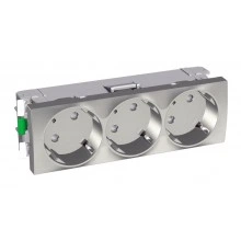 Розетка трехместная Schneider Electric ALTIRA, скрытый монтаж, с заземлением, со шторками, металлик