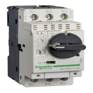 Силовой автомат для защиты двигателя Schneider Electric TeSys GV2 1.6А 3P, термомагнитный расцепитель, GV2P06TQ (ШНАЙДЕР) Силовой автомат для защиты двигателя Schneider Electric TeSys GV2 1.6А 3P, термомагнитный расцепитель, GV2P06TQ (ШНАЙДЕР)