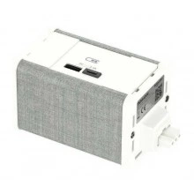 Unica System+ Блок 2xUSB A//C белый//серая ткань