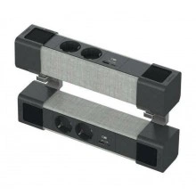 Unica System+ Блок двойной на струбцинах 2х(2хРоз.+2USB A//C) антр//серая ткань