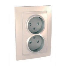 Розетка двухместная Schneider Electric UNICA, скрытый монтаж, со шторками, бежевый