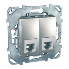 Schneider Electric MGU5.9090.30ZD розетка телефонная двойная 2×RJ11, алюминий