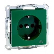 Розетка Schneider Electric MERTEN SYSTEM M, скрытый монтаж, с заземлением, со шторками, зеленый, MTN2300-0304