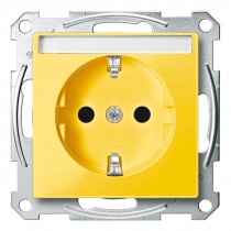 Розетка Schneider Electric MERTEN SYSTEM M, скрытый монтаж, с заземлением, со шторками, желтый, MTN2302-0307
