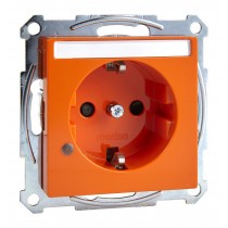 Розетка Schneider Electric MERTEN SYSTEM M, скрытый монтаж, с заземлением, со шторками, оранжевый, MTN2303-0302