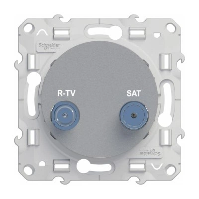 Розетка TV-SAT Schneider Electric ODACE, проходная, алюминий Розетка TV-SAT Schneider Electric ODACE, проходная, алюминий