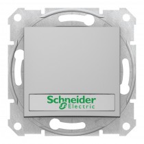 Выключатель 1-клавишный кнопочный Schneider Electric SEDNA, с подсветкой, скрытый монтаж, алюминий