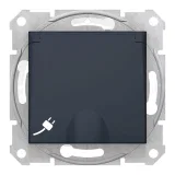 Розетка Schneider Electric SEDNA, скрытый монтаж, с заземлением, с крышкой, со шторками, графит