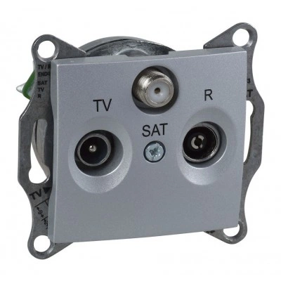 Schneider Electric SDN3501360 — ТВ-FM-SAT оконечная розетка, алюминий Schneider Electric SDN3501360 — ТВ-FM-SAT оконечная розетка, алюминий