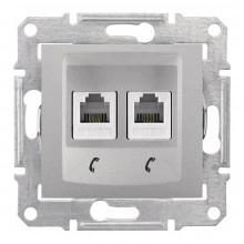 Schneider Electric Sedna SDN4201160 двойная телефонная розетка RJ11, алюминий