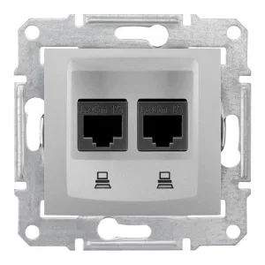 Розетка двойная компьютерная RJ45 Cat.6 Schneider Electric SEDNA, алюминий (ШНАЙДЕР) Розетка двойная компьютерная RJ45 Cat.6 Schneider Electric SEDNA, алюминий (ШНАЙДЕР)