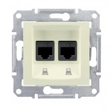 Розетка двойная компьютерная RJ45 Cat.6 Schneider Electric SEDNA, бежевый
