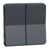 MUR35019 Выключатель двухклавишный проходной Schneider Electric Mureva Styl, на клеммах, механизм, антрацит
