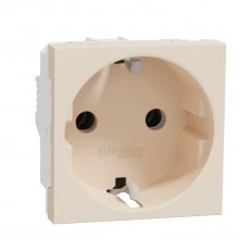 NU303644 SE UNICA MODULAR розетка с заземл., без шторок, винт. зажим, 16А, 250В, 2 мод, бежевый